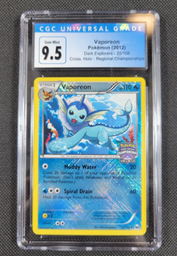 2012 Pokemon Dark Explorers Vaporeon 25/108 Crosshatch Holo Championship 9.5 - Image 1