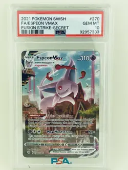 Pokemon Espeon VMAX 270/264 Fusion Strike Secret Rare Alternate Art Holo PSA 10 - Image 1