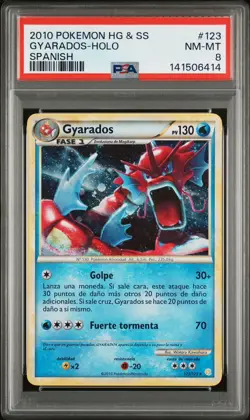 2010 Pokemon Heart Gold Soul Silver Gyarados 123 Holo Spanish Edition PSA 8 - Image 1