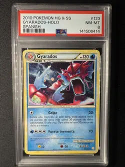 2010 Pokemon Heart Gold Soul Silver Gyarados 123 Holo Spanish Edition PSA 8 - Image 3