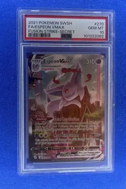 2021 Pokemon SWSH Espeon VMAX Fusion Strike Secret 270/264 Alternate Art PSA 10 - Image 1