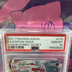 2021 Pokemon SWSH Fusion Strike Espeon VMAX #270 Mint PSA 10 - Image 3