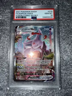 2021 POKEMON SWSH FA/ESPEON VMAX FUSION STRIK -SECRET #270 PSA GEM MT 10 - Image 1