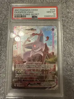 2021 POKEMON SWSH FA/ESPEON VMAX FUSION STRIK -SECRET #270 PSA GEM MT 10 - Image 3
