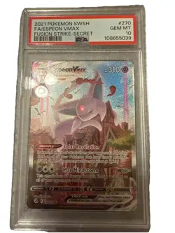 2021 POKEMON SWSH FA/ESPEON VMAX FUSION STRIK -SECRET #270 PSA GEM MT 10 - Image 4