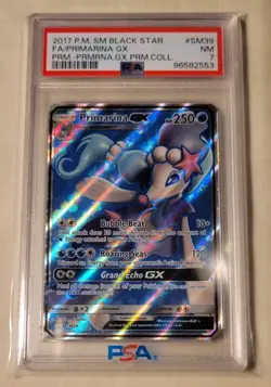 Primarina GX PSA 7 SM39, HOLOFOIL, Pokemon TCG, GRADED, PRIME BLACK STAR - Image 1