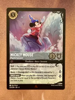 #225 Mickey Mouse Playful Sorcerer FOIL Lorcana Illumineer's Quest Deep Trouble - Image 1