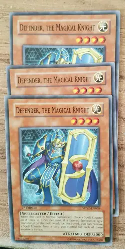 3x Yugioh Defender, the Magical Knight 1st Ed SDSC-EN003 Playset Qty Avai Mint - Image 1