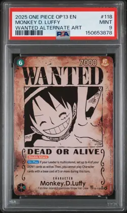 One Piece CCG 2025 Monkey D Luffy Wanted SP Op-13 ENGLISH PSA 9 - Image 1