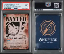 One Piece CCG 2025 Monkey D Luffy Wanted SP Op-13 ENGLISH PSA 9 - Image 3