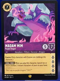 Disney Lorcana Madam Mim Purple Dragon 47/204 Legendary Rise of the Floodborn - Image 1