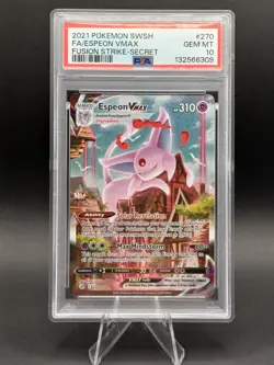 Pokemon Espeon VMAX Alternative Art Fusion Strike Card 270/264 PSA 10 Gem Mint - Image 1