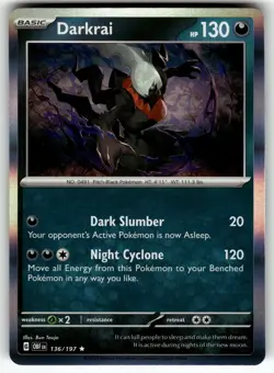 Darkrai 136/197 SV03: Obsidian Flames NM Pokemon Card TCG - Image 1