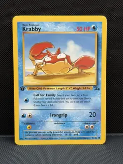 Pokemon Fossil Krabby #51/62 1st Edition Card - Image 1