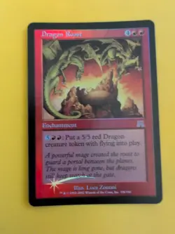 Dragon Roost. Enchantment Onslaught. MTG Card. Old vintage FOIL. Shooting star. - Image 1