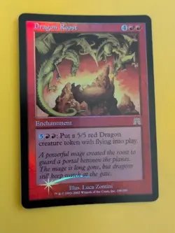 Dragon Roost. Enchantment Onslaught. MTG Card. Old vintage FOIL. Shooting star. - Image 2