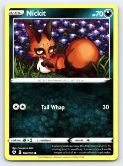 Nickit 104/203 Common Evolving Skies Pokemon Card - NM Near Mint - Image 1