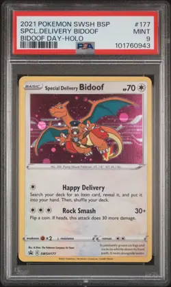 PSA 9 2021 Pokemon Sword Shield Promo SWSH177 Special Delivery Bidoof MINT - Image 1