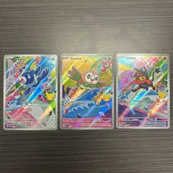 Pokemon TCG First Partner Illustration Collection Series 1 Gen 7 Starters Set - Image 1