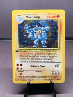 Pokemon TCG Machamp Holo 1st Edition Base Set #8/102 Holo Rare VTG WOTC - Image 1