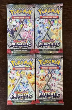 Pokemon TCG Prismatic Evolutions Booster Pack Art Bundle [set Of 4 Packs] - Image 2