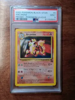 PSA 9 Arcanine 6 Pokemon Black Star Promo Pokemon League 2000 - Image 1