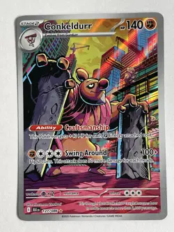 Pokemon Conkeldurr 127/086 Sv: Black Bolt Illustration Rare Holo NM - Image 1
