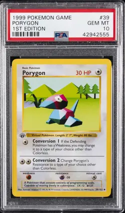 1999 POKEMON GAME 1ST EDITION #39 PORYGON PSA 10 - Image 1