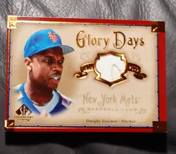2005 SP LEGENDARY CUTS GLORY DAYS DWIGHT GOODEN GAME USED JERSEY BUTTON HOLE - Image 1