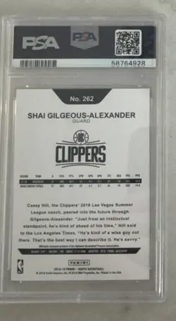 2018-19 Panini NBA Hoops Shai Gilgeous-Alexander Winter PSA 10 Rookie Thunder - Image 2