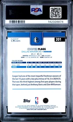 2025 TOPPS #201 COOPER FLAGG PSA 9 - Image 2
