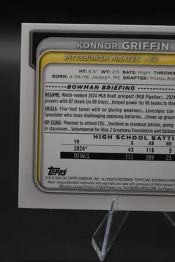 Konnor Griffin 2024 Bowman Draft #BD-22 1st Bowman Paper Pirates Qty Available - Image 5