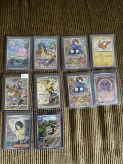 10 Card Pokemon Lot Illustration Rares, Pikachu Shiney, Holo, Full Art - Image 1