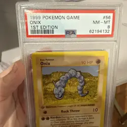 1999 Pokemon Game Onix 1st Edition Shadowless Card #56 PSA8 NM-MT - Image 2
