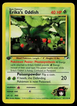 Pokemon Card - Erika's Oddish Gym Heroes 47/132 Uncommon 1st Edition - Image 1