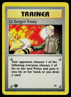 Pokemon Card - Lt. Surge's Treaty Gym Heroes 112/132 Uncommon 1st Edition - Image 1