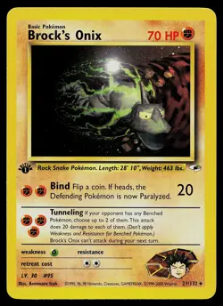 Pokemon Card - Brock's Onix 1st Edition Gym Heroes 21/132 Rare - Image 1