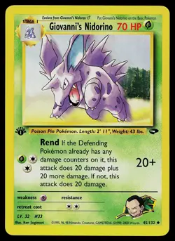 Pokemon Card - Giovanni's Nidorino 1st Edition Gym Challenge 45/132 Uncommon - Image 1