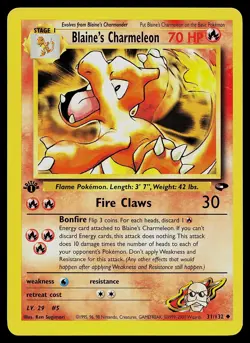 Pokemon Card - Blaine's Charmeleon 1st Edition Gym Challenge 31/132 Uncommon - Image 1