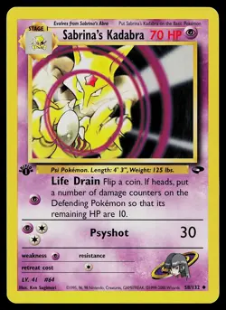 Pokemon Card - Sabrina's Kadabra Gym Challenge 58/132 Uncommon 1st Edition - Image 1
