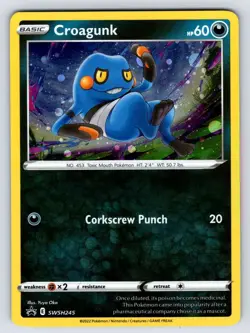 Croagunk SWSH245 Black Star Promo Cosmos Holo Pokemon Card LP - Image 1