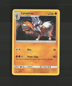 Lycanroc SM105 Sun & Moon Black Star Promo Cosmos Holo Pokemon Card DMG - Image 1