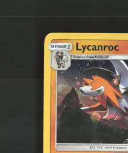 Lycanroc SM105 Sun & Moon Black Star Promo Cosmos Holo Pokemon Card DMG - Image 3
