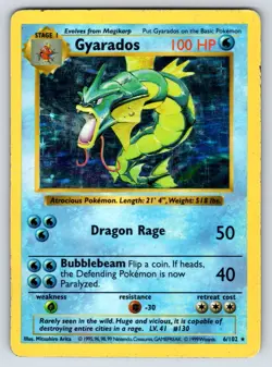 Gyarados 6/102 Shadowless WOTC Base Set Holo Rare Pokemon Card - Image 1