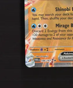 Greninja ex 106/167 Twilight Masquerade Ultra Rare Holo Pokemon Card NM - Image 5
