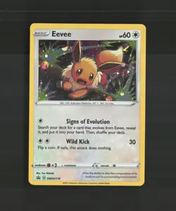 Eevee SWSH118 Sword & Shield Black Star Promo HOLO BLEED Pokemon Card DMG - Image 1