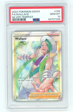 Wallace 194/195 PSA 10 GEM MT Silver Tempest Full Art Ultra Rare Pokemon Card - Image 1