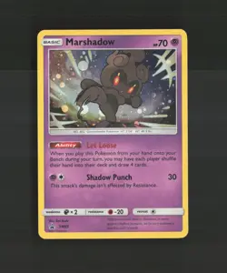 Marshadow SM85 Sun & Moon Black Star Promo Cosmos Holo Pokemon Card LP - Image 1