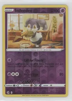 Indeedee Reverse Foil Pokemon Sword & Shield Fusion Strike #127 - Image 1