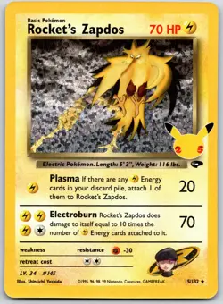POKEMON CELEBRATIONS: CLASSIC COLLECTION ROCKET'S ZAPDOS 15/132 NM HOLO BLEED - Image 1